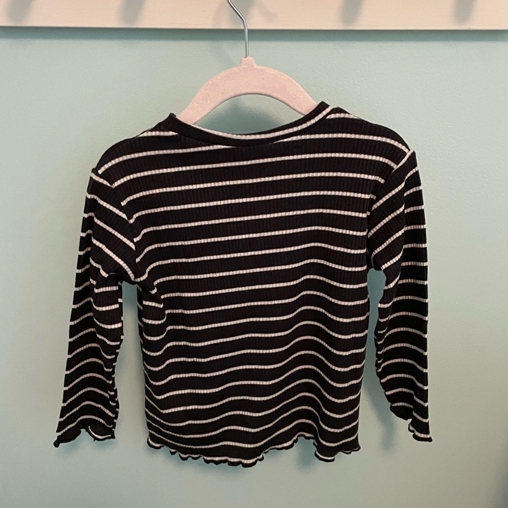 Zara Embroidered Striped Ribbed T-shirt - Picture 5 of 6